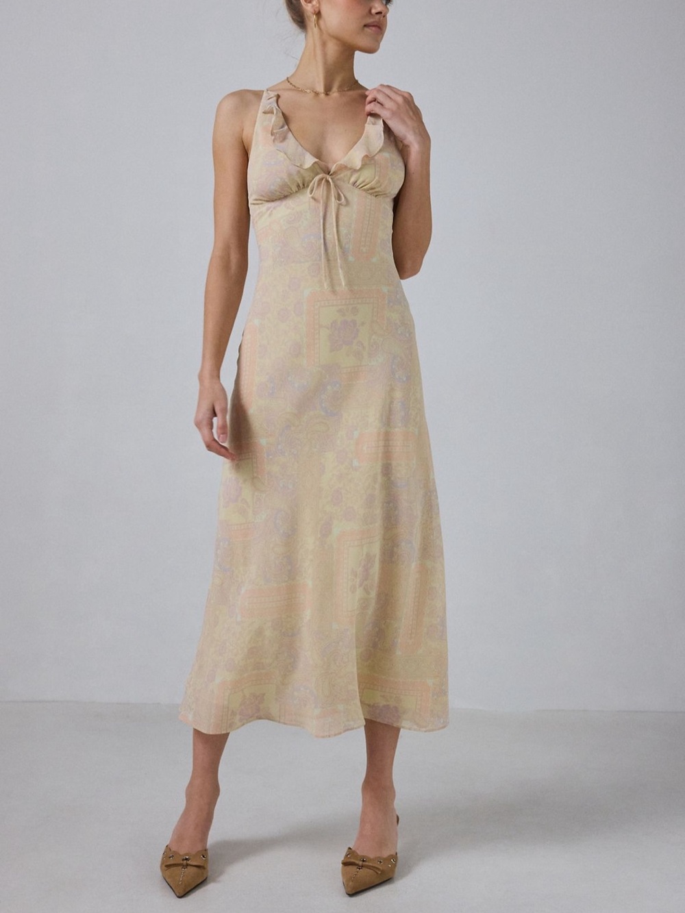 Kimchi Blue Scarlet Ruffle Trim Midi Dress